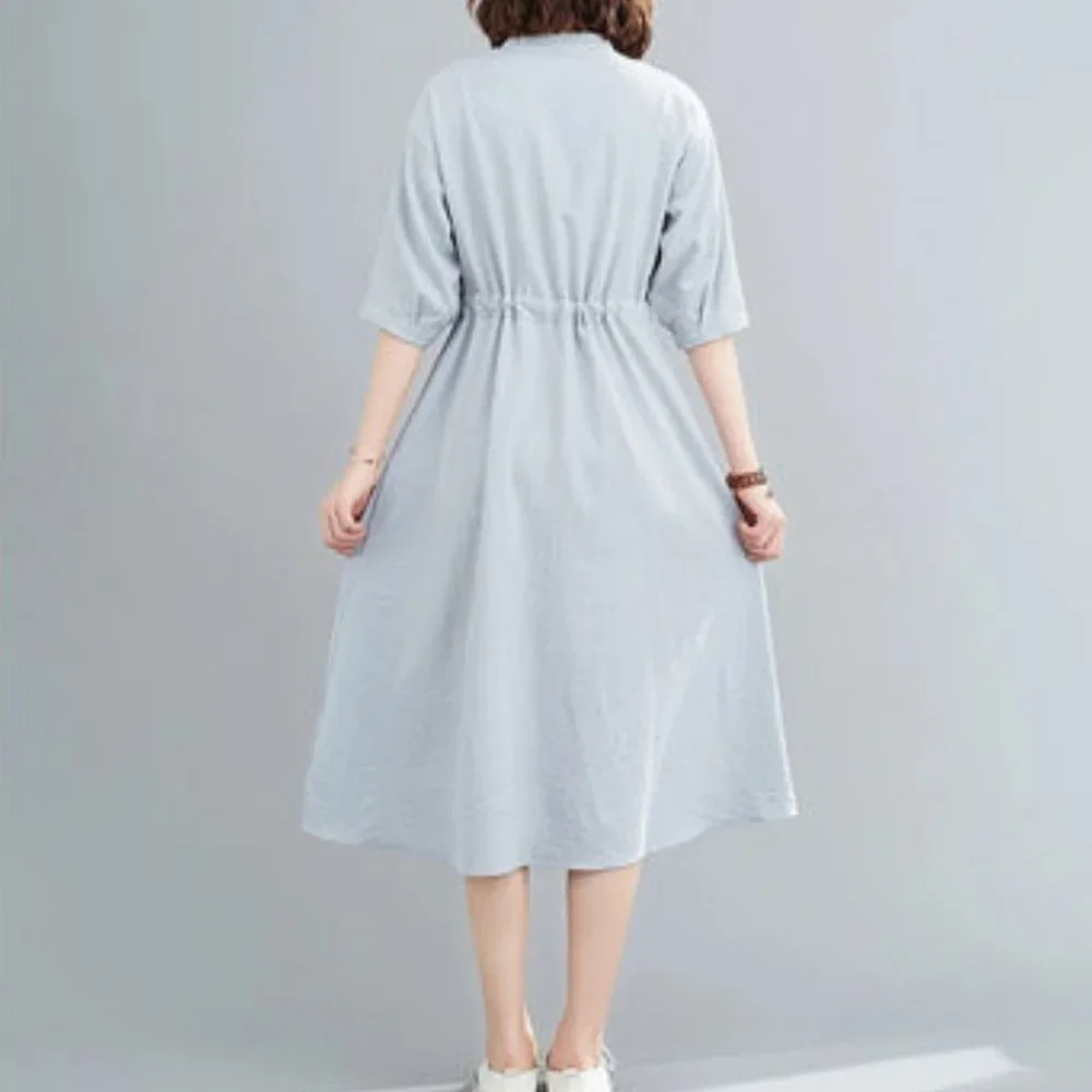 LIDAAI | Lilac Short Sleeve Dress with Waist Tie | Size M - Picture 2 of 11